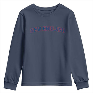 New England Fan Youth Sweatshirt Vintage Athletic Sports Game Day TS11 Navy Print Your Wear