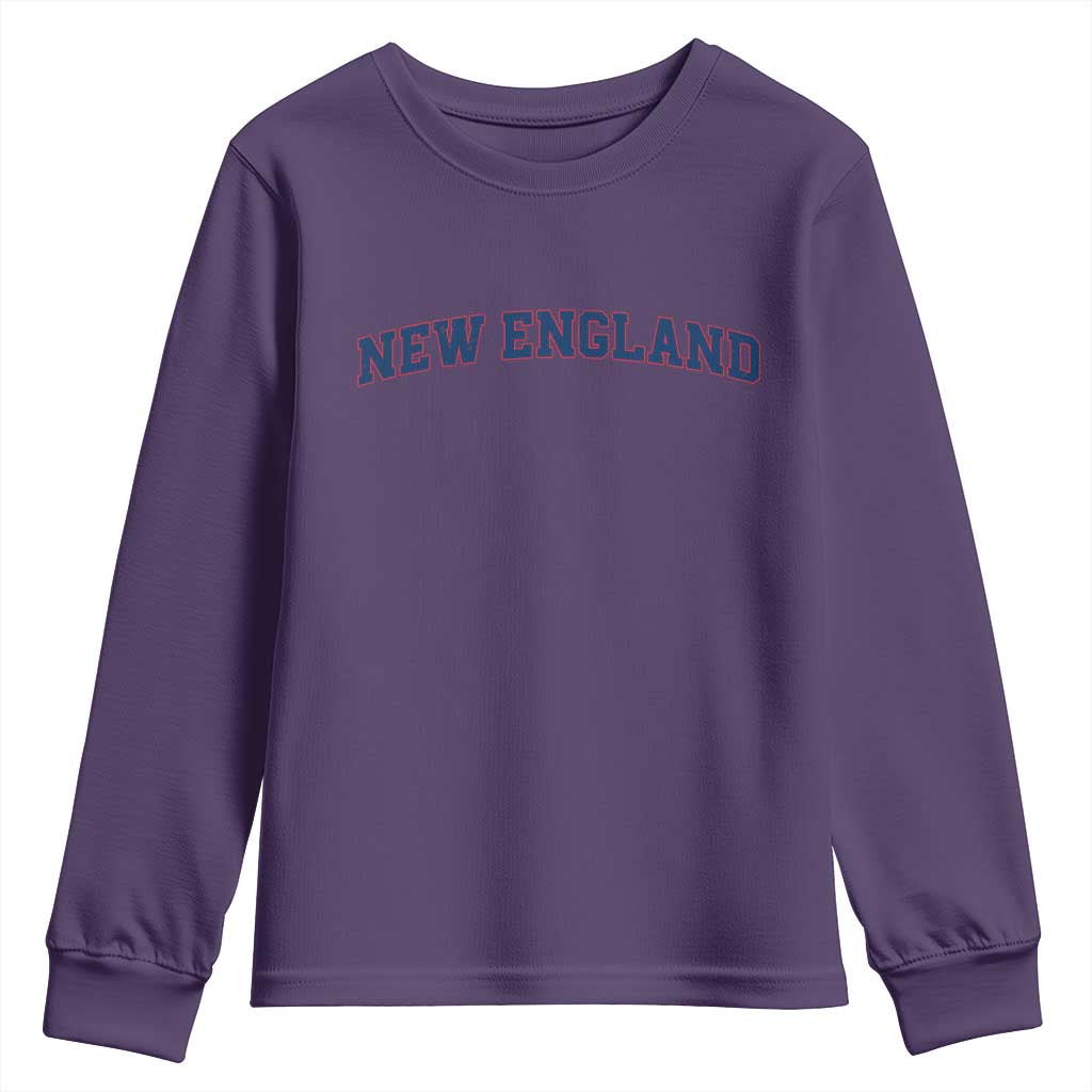 New England Fan Youth Sweatshirt Vintage Athletic Sports Game Day TS11 Purple Print Your Wear
