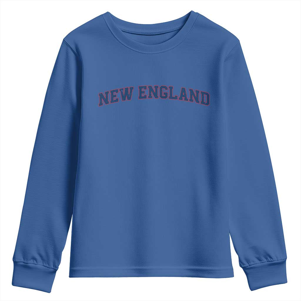 New England Fan Youth Sweatshirt Vintage Athletic Sports Game Day TS11 Royal Blue Print Your Wear