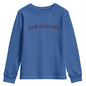 New England Fan Youth Sweatshirt Vintage Athletic Sports Game Day TS11 Royal Blue Print Your Wear