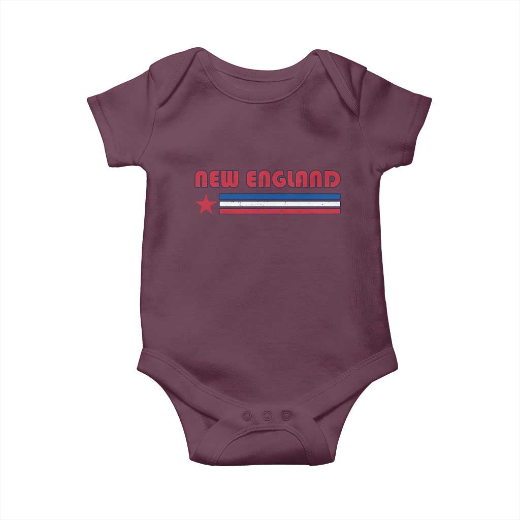 New England Fan Baby Onesie Vintage Athletic Sports Star And Stripes TS11 Maroon Print Your Wear