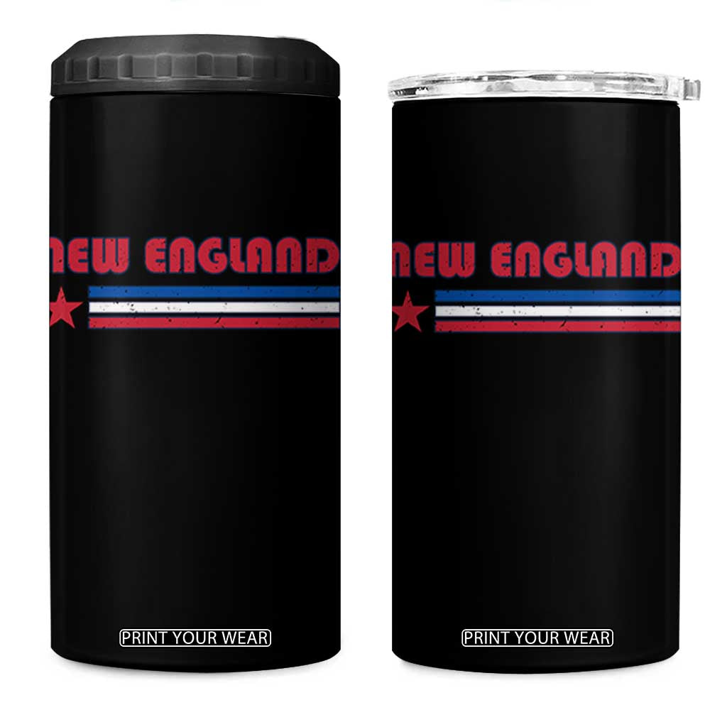 New England Fan 4 in 1 Can Cooler Tumbler Vintage Athletic Sports Star And Stripes TS11 One Size: 16 oz Black Print Your Wear