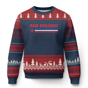 New England Fan Ugly Christmas Sweater Vintage Athletic Sports Star And Stripes TS11 Navy Red Print Your Wear