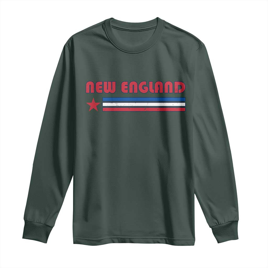 New England Fan Long Sleeve Shirt Vintage Athletic Sports Star And Stripes TS11 Dark Forest Green Print Your Wear