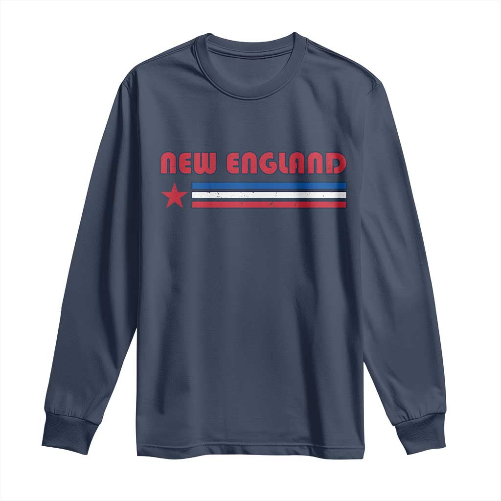 New England Fan Long Sleeve Shirt Vintage Athletic Sports Star And Stripes TS11 Navy Print Your Wear