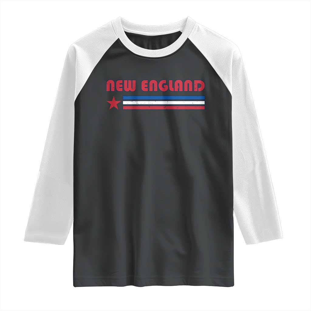 New England Fan Raglan Shirt Vintage Athletic Sports Star And Stripes TS11 Black White Print Your Wear
