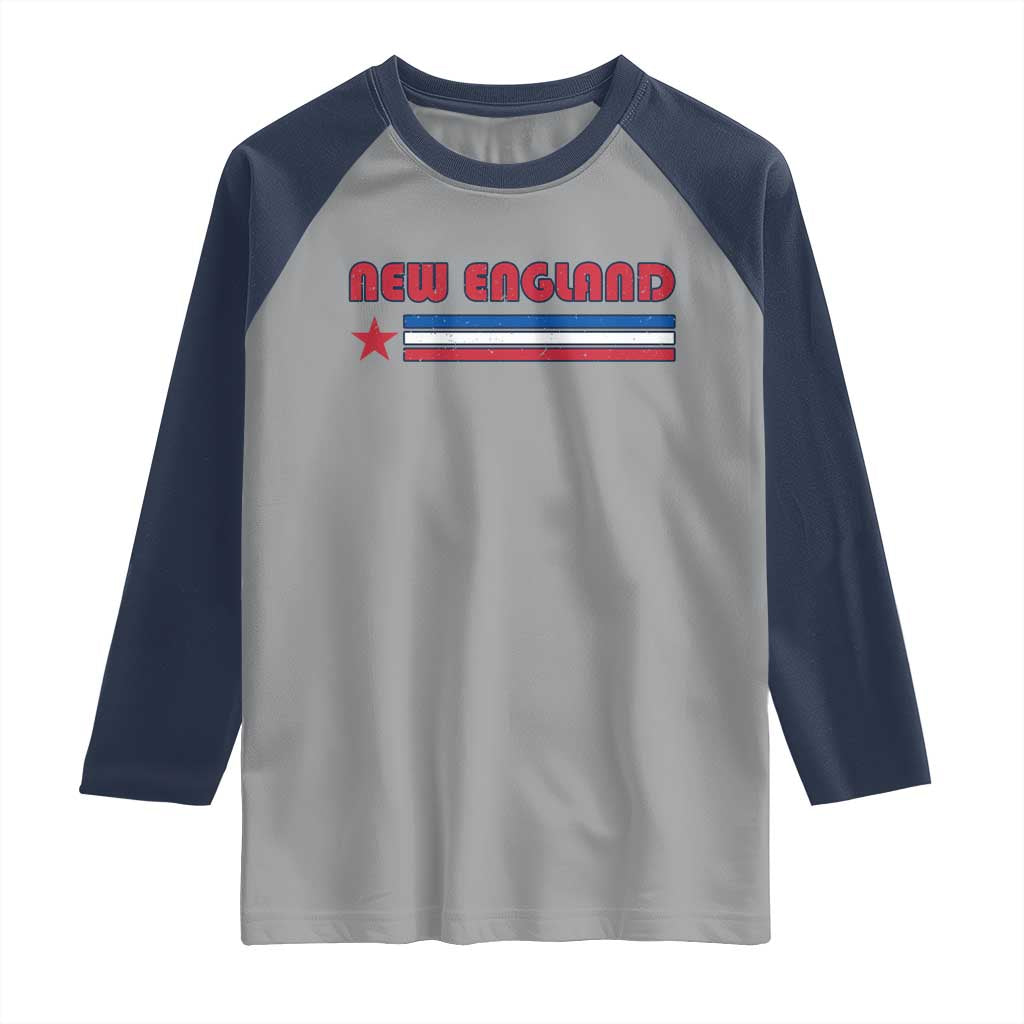 New England Fan Raglan Shirt Vintage Athletic Sports Star And Stripes TS11 Sport Gray Navy Print Your Wear