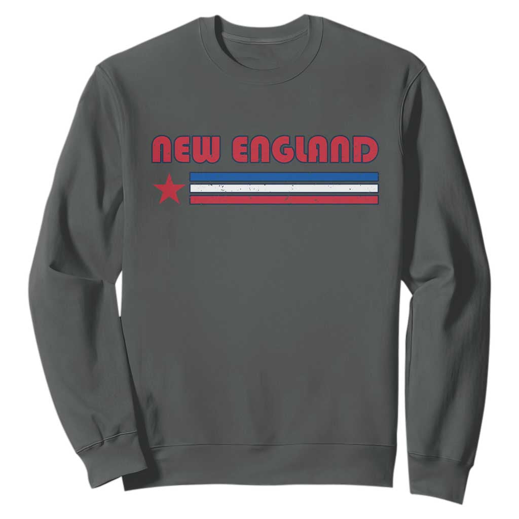 New England Fan Sweatshirt Vintage Athletic Sports Star And Stripes TS11 Dark Heather Print Your Wear