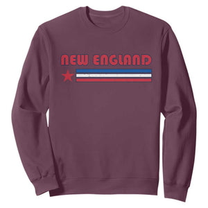 New England Fan Sweatshirt Vintage Athletic Sports Star And Stripes TS11 Maroon Print Your Wear
