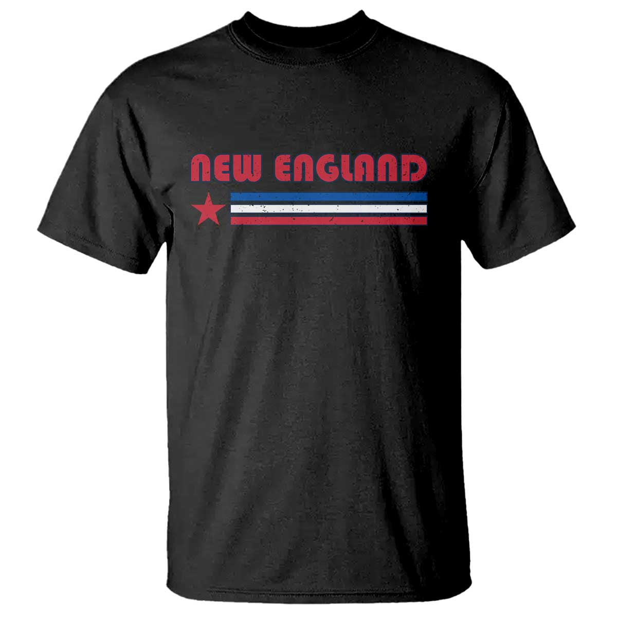 New England Fan T Shirt Vintage Athletic Sports Star And Stripes TS11 Black Print Your Wear