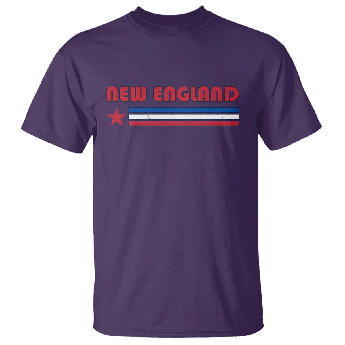New England Fan T Shirt Vintage Athletic Sports Star And Stripes TS11 Purple Print Your Wear