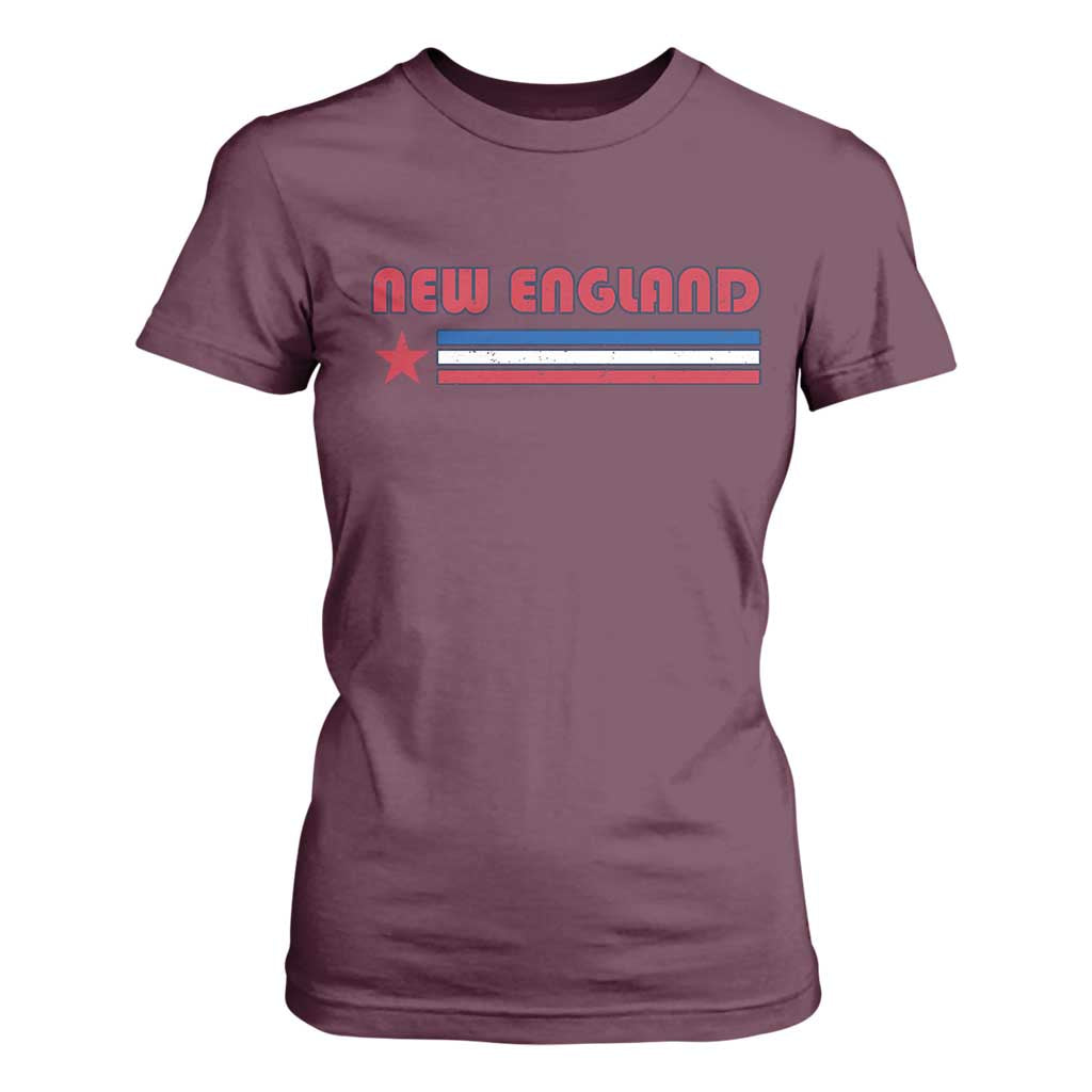 New England Fan T Shirt For Women Vintage Athletic Sports Star And Stripes TS11 Maroon Print Your Wear