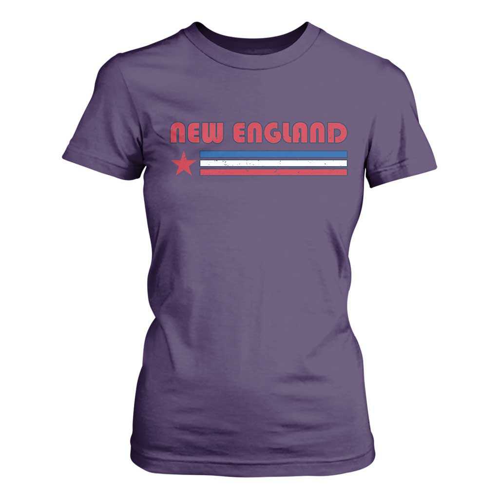 New England Fan T Shirt For Women Vintage Athletic Sports Star And Stripes TS11 Purple Print Your Wear
