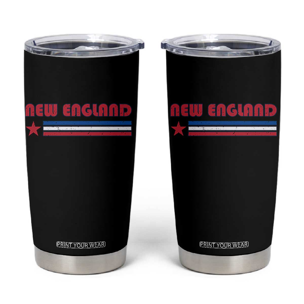 New England Fan Tumbler Cup Vintage Athletic Sports Star And Stripes TS11 Black Print Your Wear
