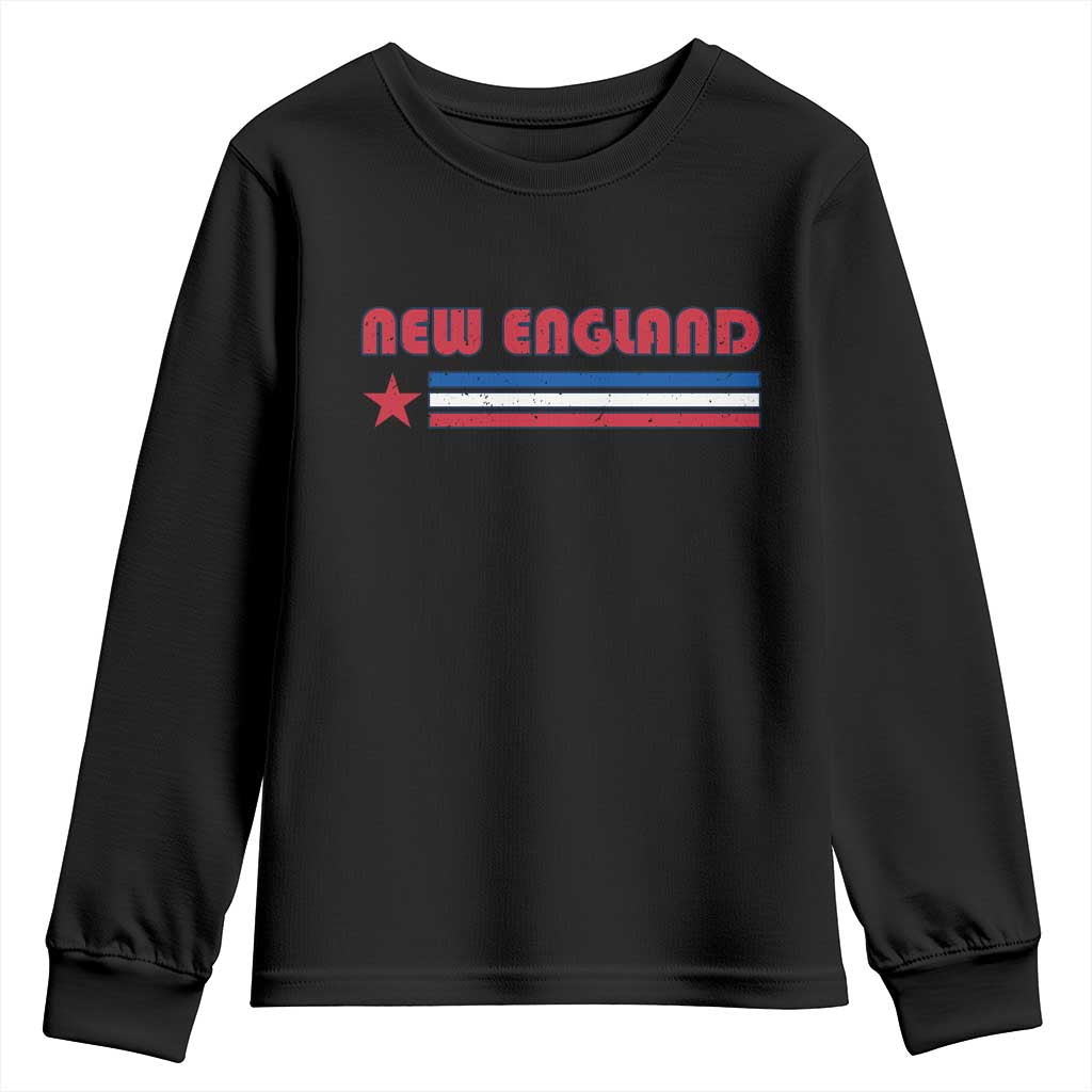 New England Fan Youth Sweatshirt Vintage Athletic Sports Star And Stripes TS11 Black Print Your Wear