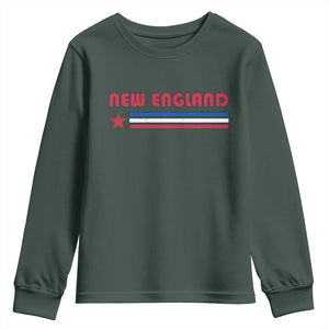 New England Fan Youth Sweatshirt Vintage Athletic Sports Star And Stripes TS11 Dark Forest Green Print Your Wear