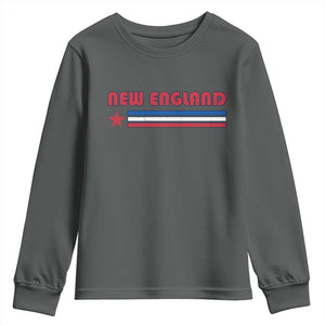 New England Fan Youth Sweatshirt Vintage Athletic Sports Star And Stripes TS11 Dark Heather Print Your Wear