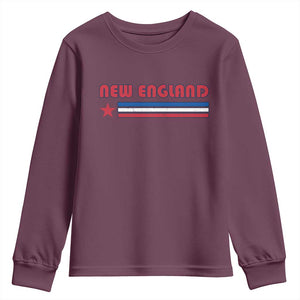 New England Fan Youth Sweatshirt Vintage Athletic Sports Star And Stripes TS11 Maroon Print Your Wear