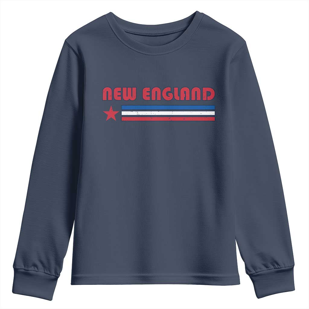 New England Fan Youth Sweatshirt Vintage Athletic Sports Star And Stripes TS11 Navy Print Your Wear