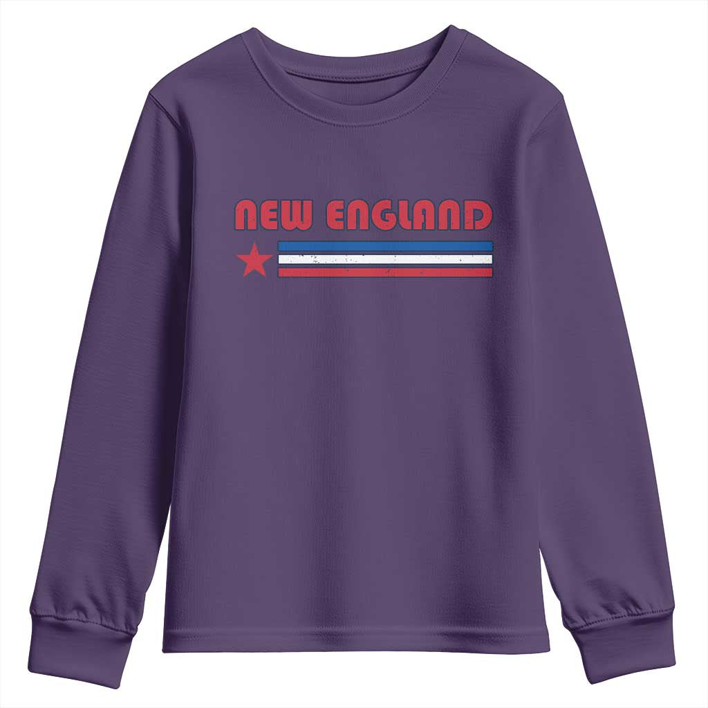New England Fan Youth Sweatshirt Vintage Athletic Sports Star And Stripes TS11 Purple Print Your Wear