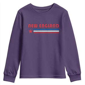 New England Fan Youth Sweatshirt Vintage Athletic Sports Star And Stripes TS11 Purple Print Your Wear