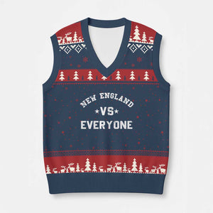 New England Vs Everyone V-Neck Knit Sweater Vest Vintage Distressed Jersey Football Game Day TS11 Navy Red Print Your Wear