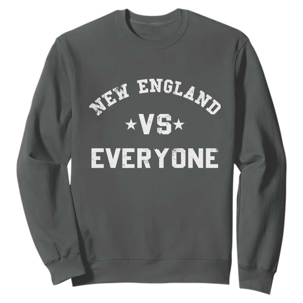 New England Vs Everyone Sweatshirt Vintage Distressed Jersey Football Game Day TS11 Dark Heather Print Your Wear