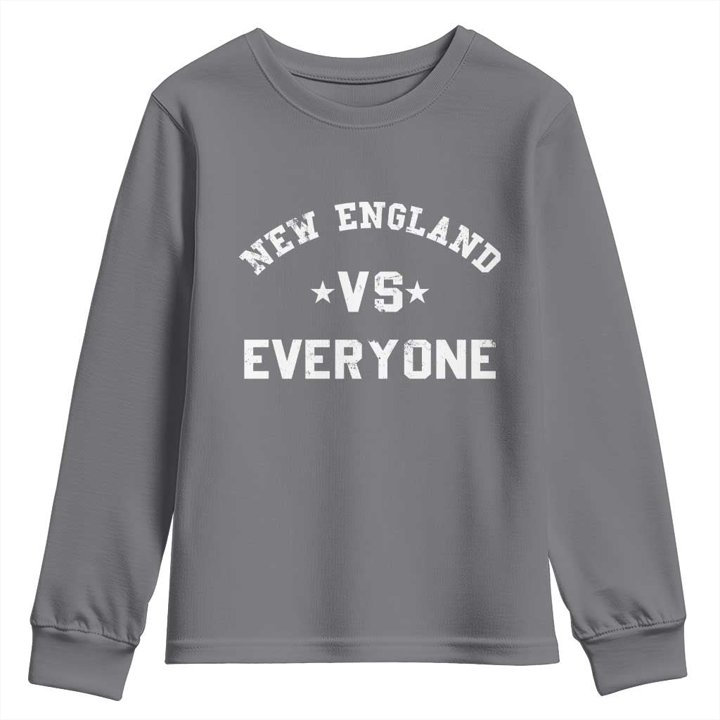 New England Vs Everyone Youth Sweatshirt Vintage Distressed Jersey Football Game Day TS11 Charcoal Print Your Wear