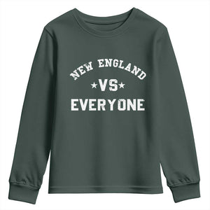 New England Vs Everyone Youth Sweatshirt Vintage Distressed Jersey Football Game Day TS11 Dark Forest Green Print Your Wear
