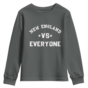 New England Vs Everyone Youth Sweatshirt Vintage Distressed Jersey Football Game Day TS11 Dark Heather Print Your Wear