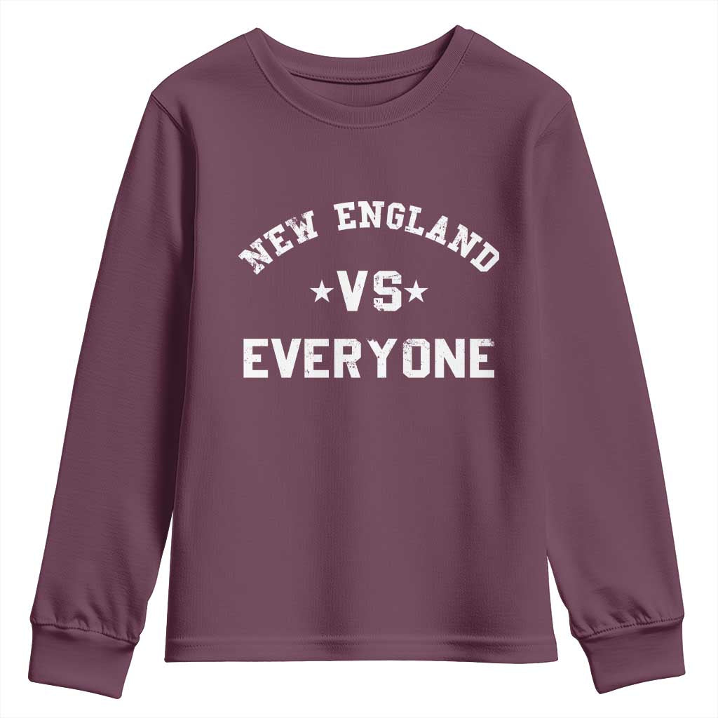 New England Vs Everyone Youth Sweatshirt Vintage Distressed Jersey Football Game Day TS11 Maroon Print Your Wear