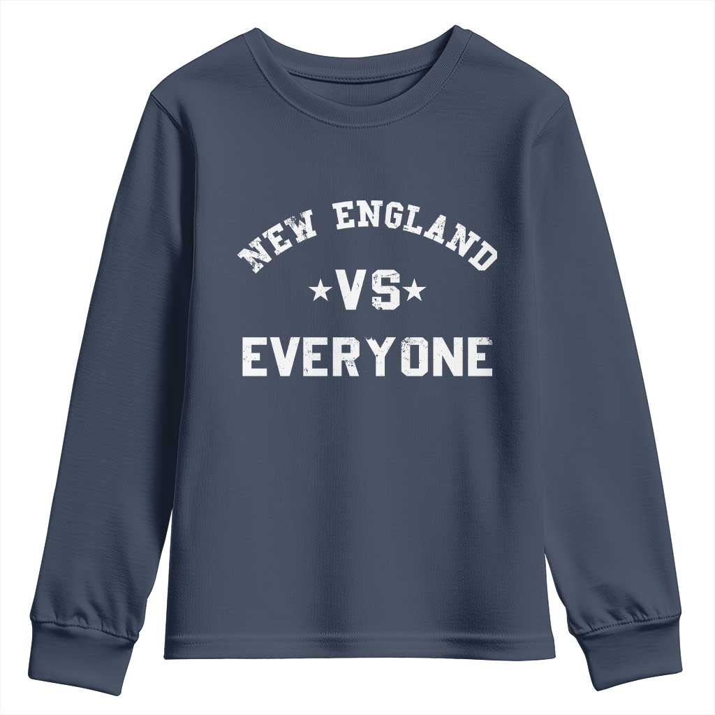 New England Vs Everyone Youth Sweatshirt Vintage Distressed Jersey Football Game Day TS11 Navy Print Your Wear