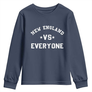 New England Vs Everyone Youth Sweatshirt Vintage Distressed Jersey Football Game Day TS11 Navy Print Your Wear