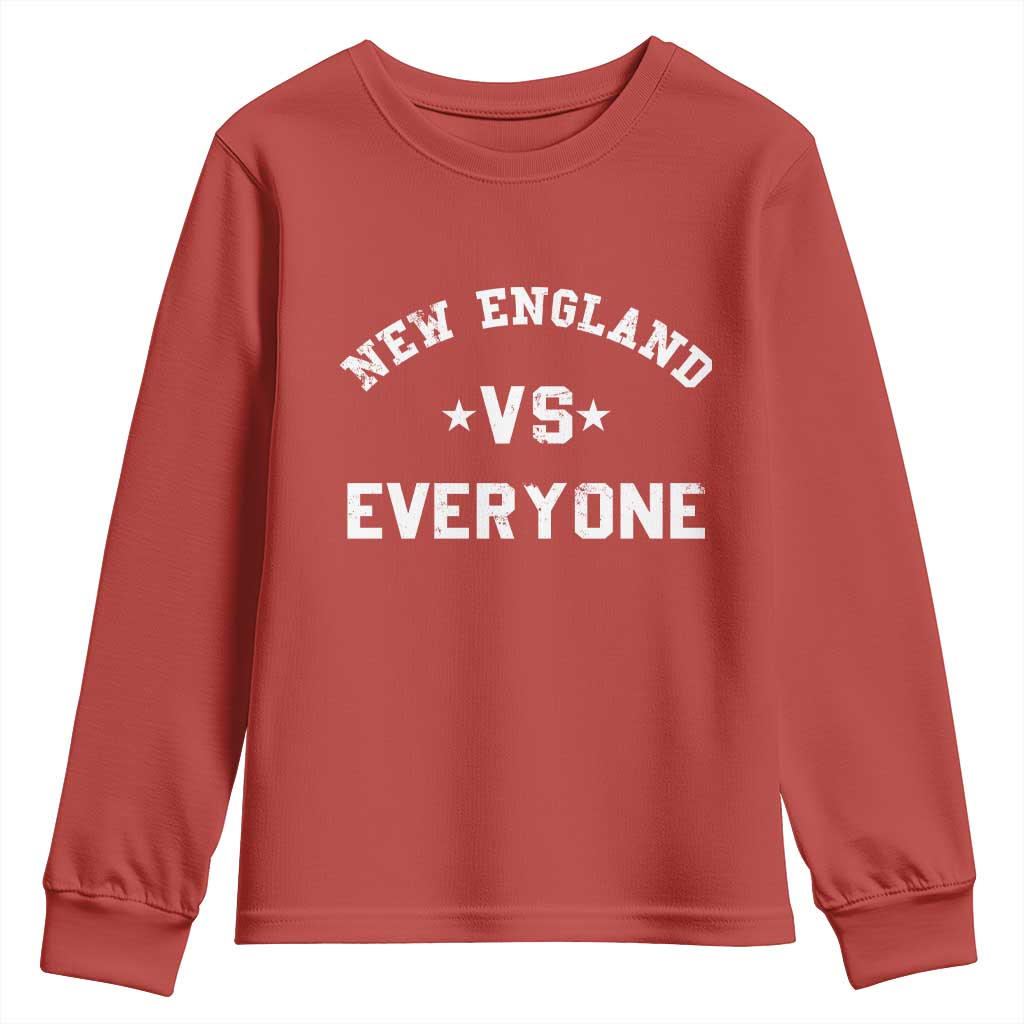 New England Vs Everyone Youth Sweatshirt Vintage Distressed Jersey Football Game Day TS11 Red Print Your Wear