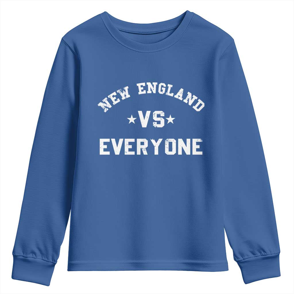 New England Vs Everyone Youth Sweatshirt Vintage Distressed Jersey Football Game Day TS11 Royal Blue Print Your Wear