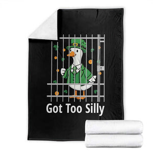 Funny Got Too Silly St Patricks Day Throw Blanket Goose Pun Humor Animal Lovers Shamrock TS11 Black Print Your Wear
