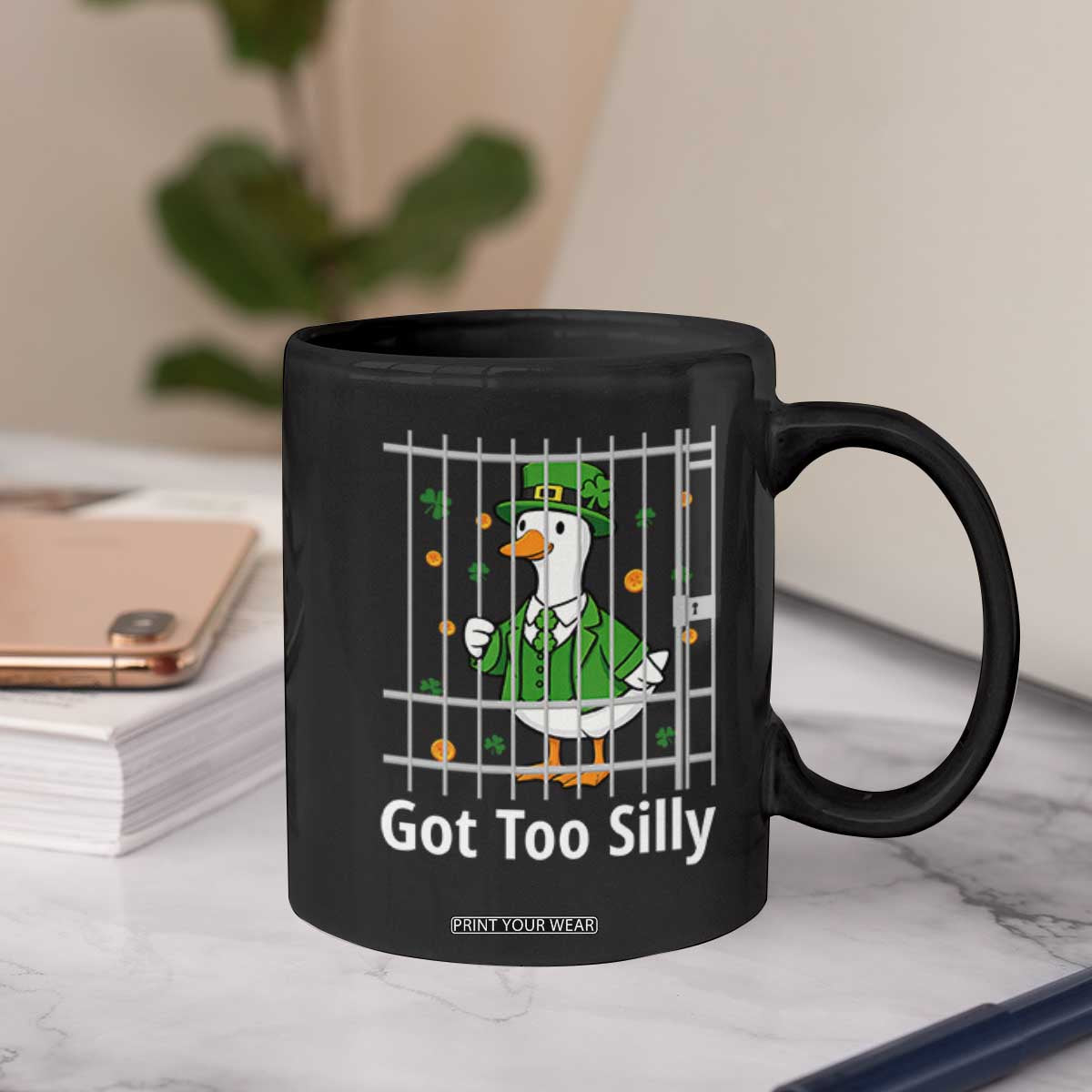 Funny Got Too Silly St Patricks Day Coffee Mug Goose Pun Humor Animal Lovers Shamrock TS11 Print Your Wear