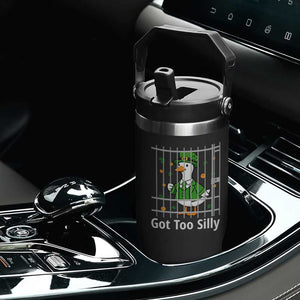 Funny Got Too Silly St Patricks Day Flip Straw Tumbler Goose Pun Humor Animal Lovers Shamrock TS11 Print Your Wear