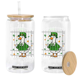 Funny Got Too Silly St Patricks Day Glass Can Goose Pun Humor Animal Lovers Shamrock TS11 Print Your Wear