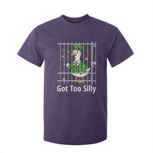 Funny Got Too Silly St Patricks Day T Shirt For Kid Goose Pun Humor Animal Lovers Shamrock TS11 Purple Print Your Wear