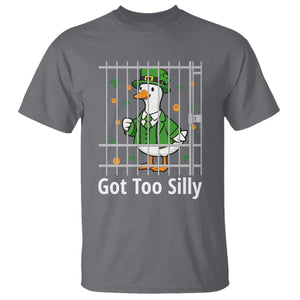 Funny Got Too Silly St Patricks Day T Shirt - Goose Pun Humor - Animal Lovers Shamrock TS11 Charcoal Print Your Wear