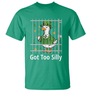 Funny Got Too Silly St Patricks Day T Shirt - Goose Pun Humor - Animal Lovers Shamrock TS11 Irish Green Print Your Wear