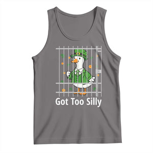 Funny Got Too Silly St Patricks Day Tank Top Goose Pun Humor Animal Lovers Shamrock TS11 Deep Heather Print Your Wear