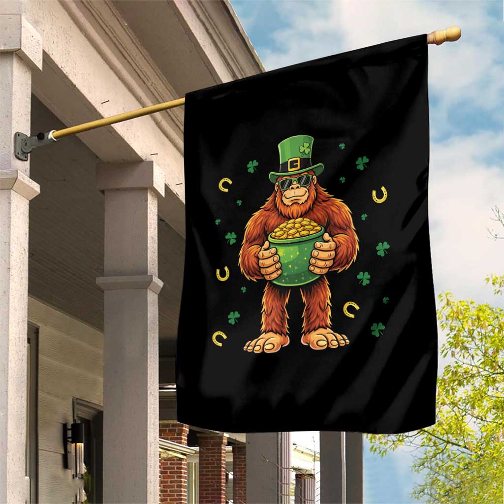 Funny St Patricks Day Bigfoot Lucky Pot Gold Sunglasses Sasquatch Garden Flag TS11 Print Your Wear