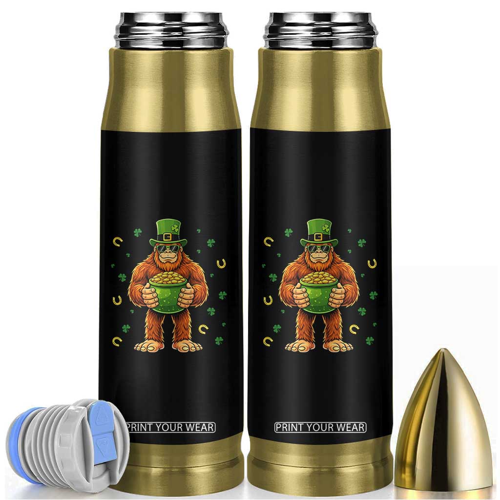 Funny St Patricks Day Bigfoot Lucky Pot Gold Sunglasses Sasquatch Bullet Tumbler TS11 Black Print Your Wear