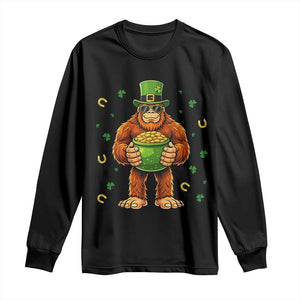 Funny St Patricks Day Bigfoot Lucky Pot Gold Sunglasses Sasquatch Long Sleeve Shirt TS11 Black Print Your Wear