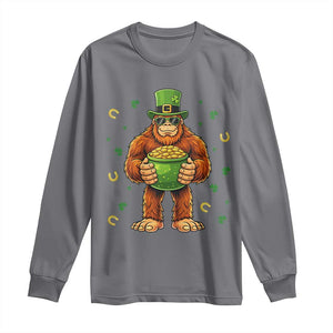 Funny St Patricks Day Bigfoot Lucky Pot Gold Sunglasses Sasquatch Long Sleeve Shirt TS11 Charcoal Print Your Wear