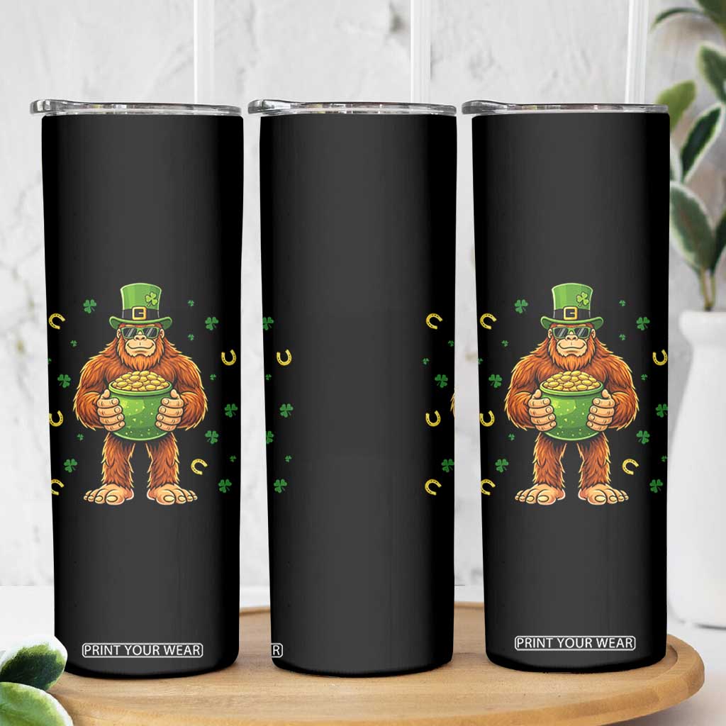 Funny St Patricks Day Bigfoot Lucky Pot Gold Sunglasses Sasquatch Skinny Tumbler TS11 Print Your Wear