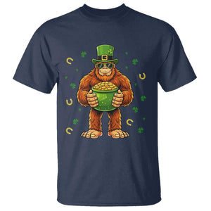 Funny St Patricks Day Bigfoot Lucky Pot Gold Sunglasses Sasquatch T Shirt TS11 Navy Print Your Wear