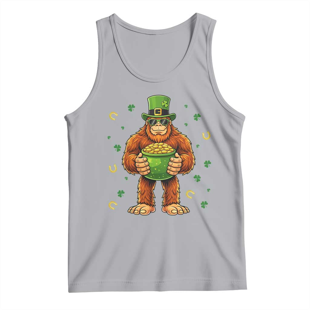 Funny St Patricks Day Bigfoot Lucky Pot Gold Sunglasses Sasquatch Tank Top TS11 Athletic Heather Print Your Wear